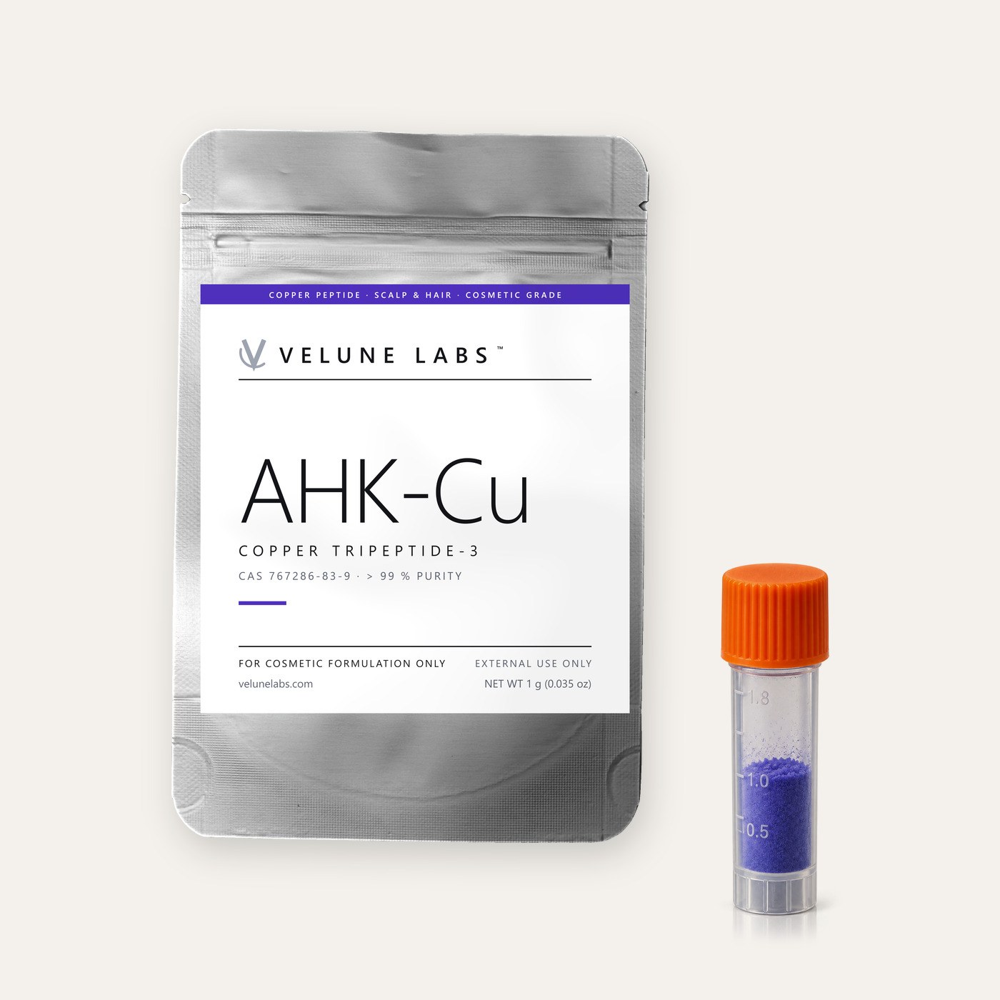 AHK-Cu pouch and 1 g vial